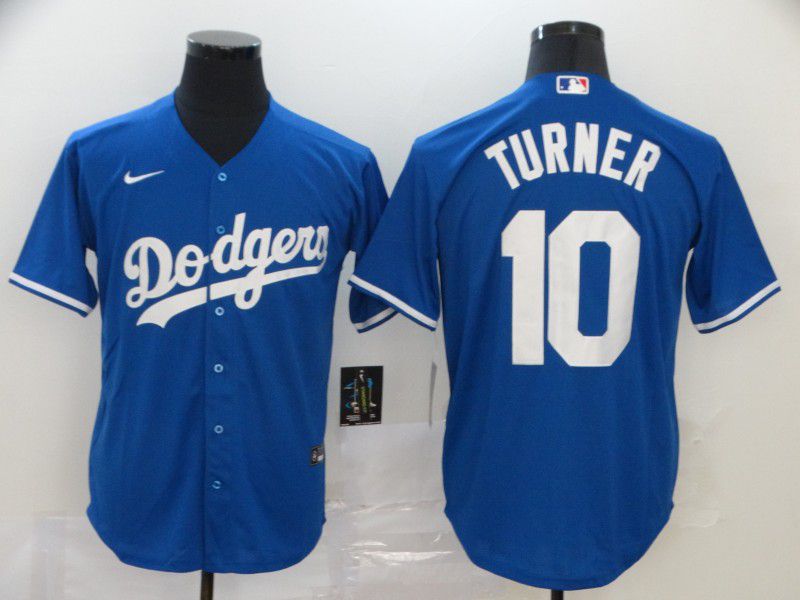 Men Los Angeles Dodgers #10 Turner Blue Nike Game MLB Jerseys